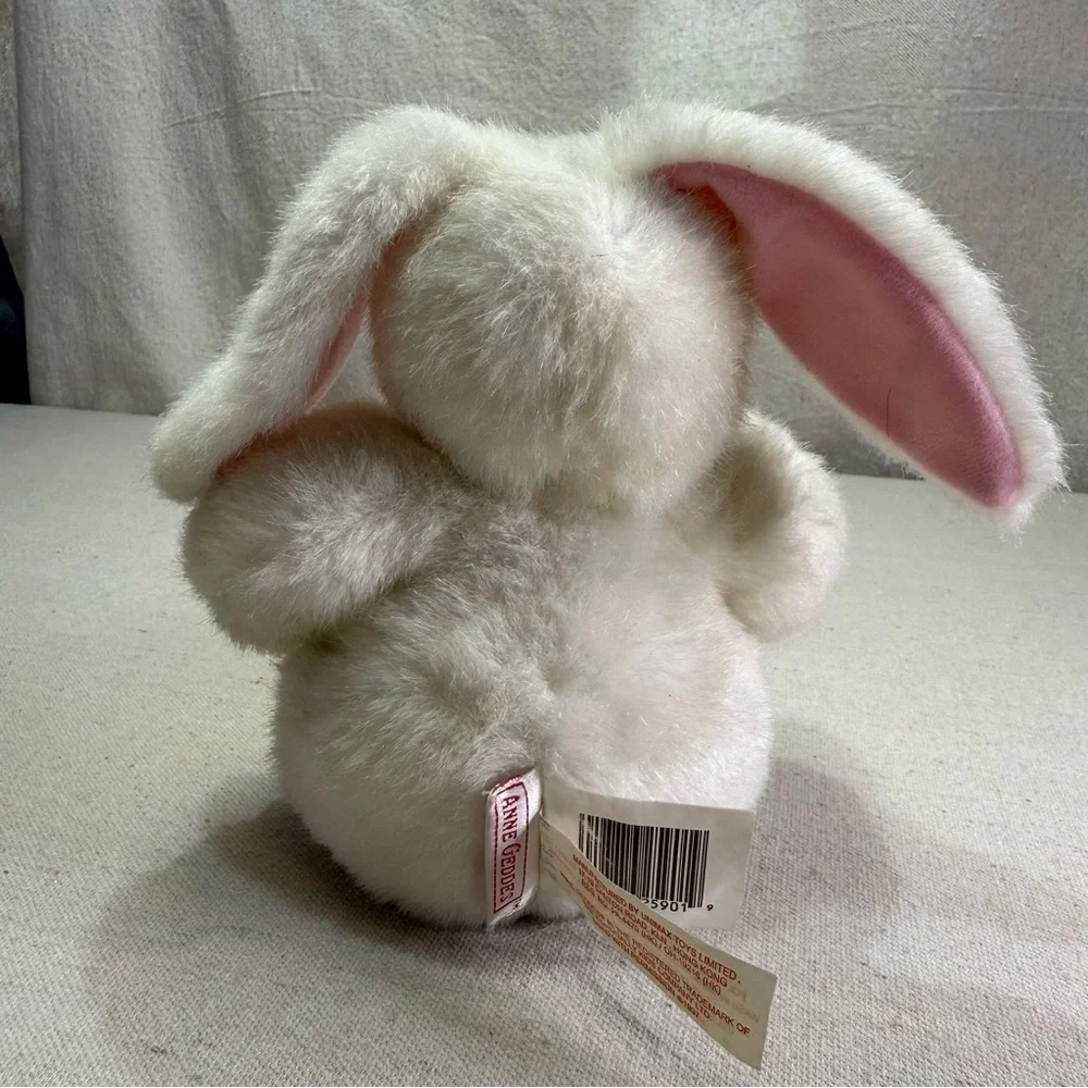 Vintage Anne Geddes Baby Bunnies White Bunny Plush Beanie Soft Toy Doll 1997